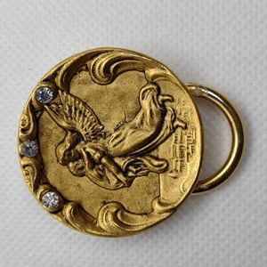 Vintage Angel Holding Child Medallion Charm Holder Brooch